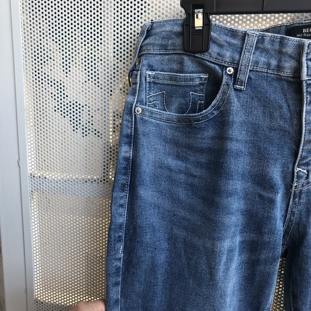 True Religion Mid Blue Bootcut Jeans with Amber Crystal Embellishment - Picture 5 of 11